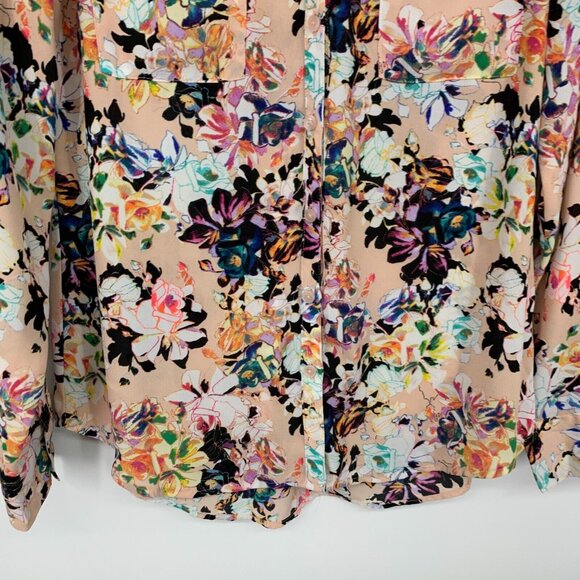 Express Portofino Shirt Pink Floral Print Button Down Long Sleeve - Picture 4 of 10